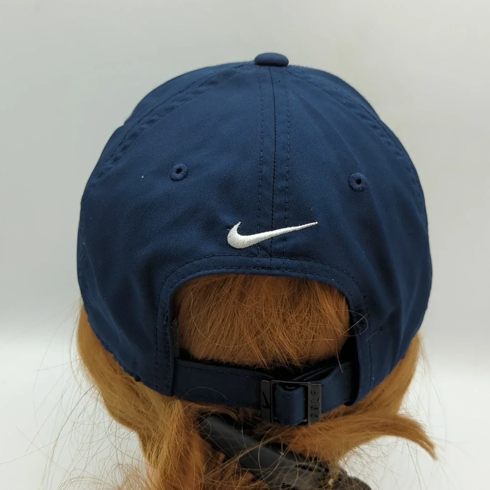 Nike Legacy91 Hat Cap Strap Back Navy Blue White Center Swoosh Golf Lightweight